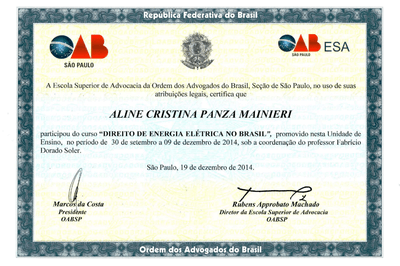 diploma bacharel em direito Aline Cristina Panza Mainieri